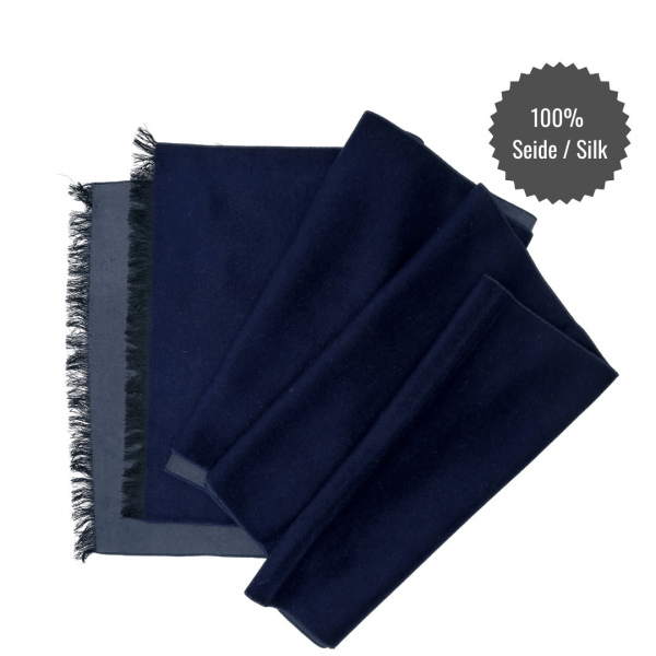 Scarf Shawl Silk Flannel Dark Blue  Light Blue